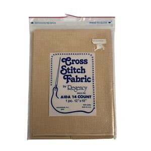 Regency Mills 14 Count Aida Cross Stitch Fabric Beige 100% Cotton 12" x 18" C72Q